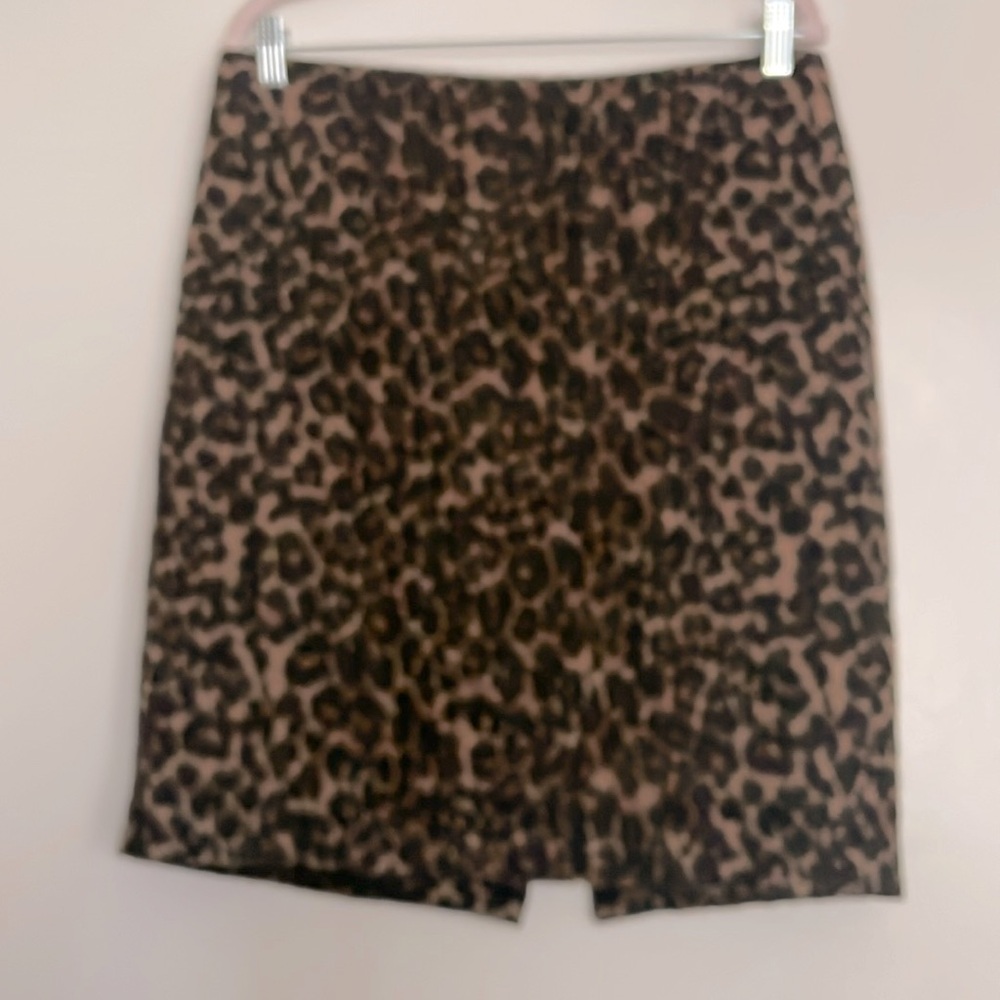 Talbots Wool midi leopard fuzzy skirt